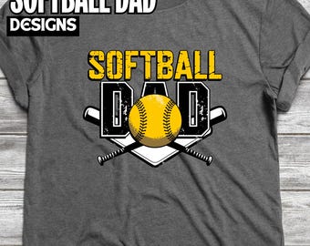 Softball Dad PNG | Digital Download | Transparent Background, Softball Dad gift png, use the softball png for softball shirts, mugs