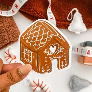 Gingerbread house sticker, Christmas sticker, Funny Christmas decal, holiday vinyl sticker, Christmas label, Advent gift, Winter sticker