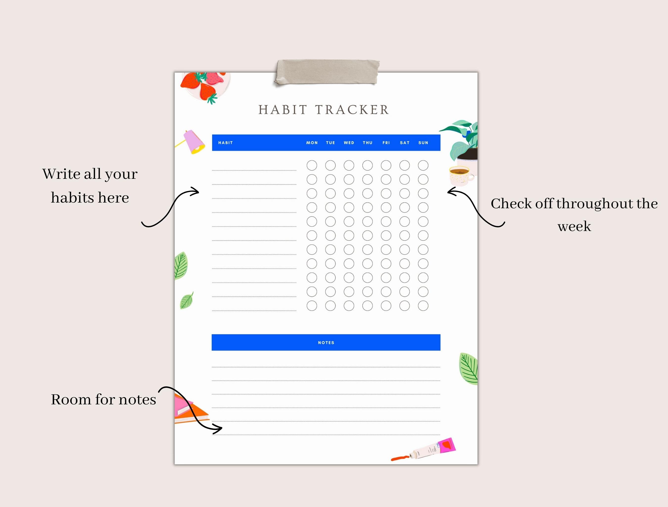 Printable Daily Habit Tracker, Good Habit Tracker Sheet, Goodnotes ...
