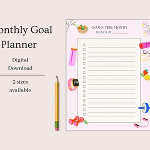 Monatlicher Zielplaner, Ziel-Tracker-Kalender, monatlicher Ziel-Tracker, digitaler Download-Ziel-Tracker, Planer-Einsätze, Zielfortschritts-Download