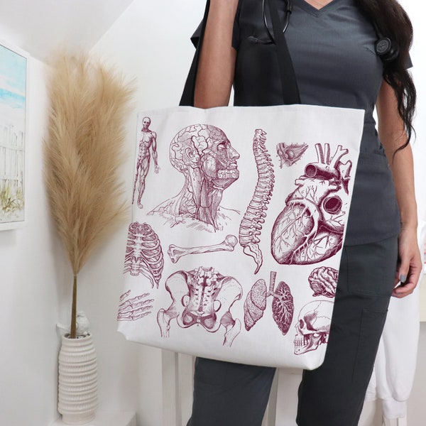 Human Anatomy Tote, Medical Student Bag, Nursing Bag, Nursing Student Bag, Medical Worker Bag, Medical Accessories, Nerdy Medical Bag