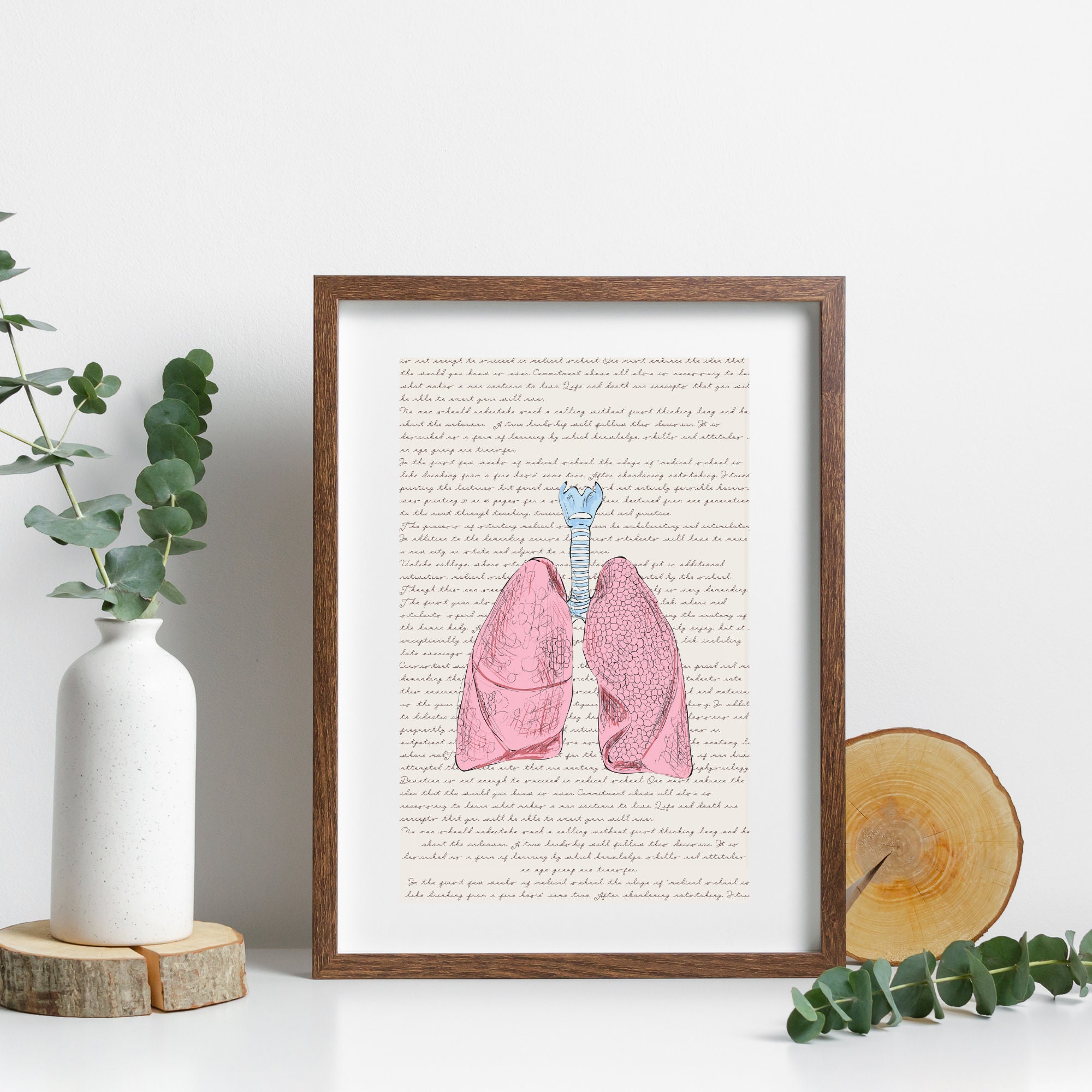 ABSTRACT LUNGS, 5 X 7, 8 X 10, or 11 X 14 Art Print, Modern, Eclectic,  Medical, Anatomy, Prisma Colors, Pulmonology, Hand-drawn, Décor 