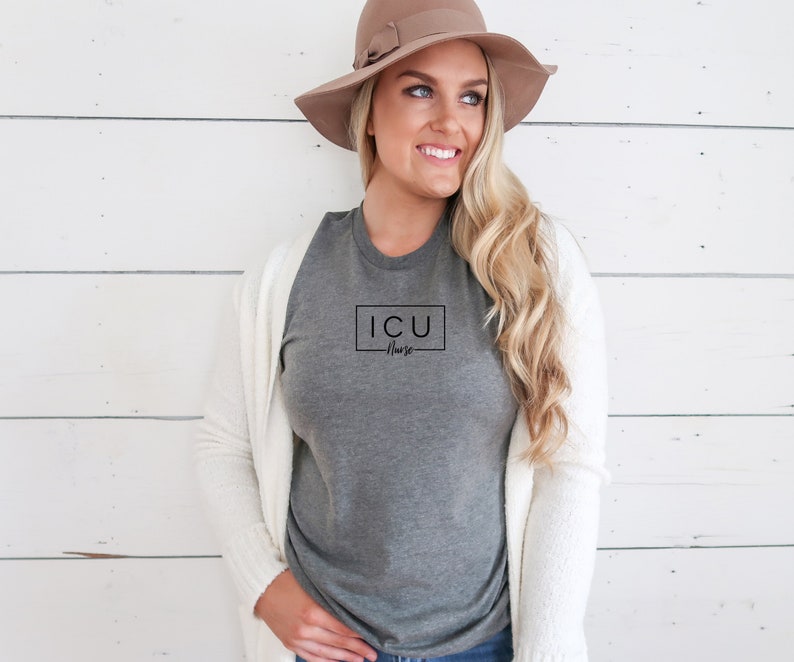 Minimalist Custom Nurse Shirt, Nurse Grad Gift, Personalized Nurse Gift, ICU, ER, NICU, Nurses Week Gift Deep Heather (Gray)