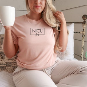 Minimalist Custom Nurse Shirt, Nurse Grad Gift, Personalized Nurse Gift, ICU, ER, NICU, Nurses Week Gift Heather Peach