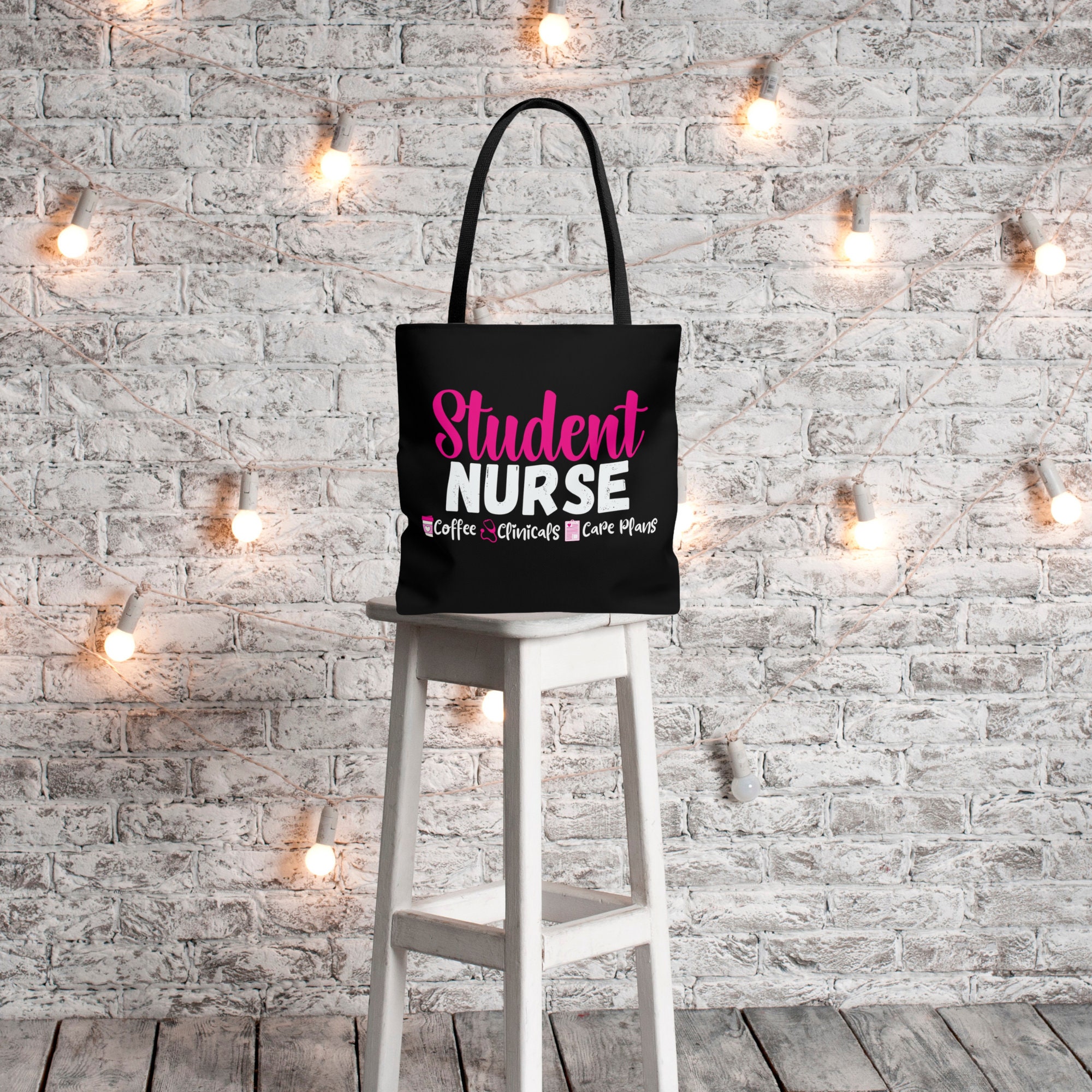 Nursing School Bag, Clinical Bag, Nursing Student Tote, Black Nurse