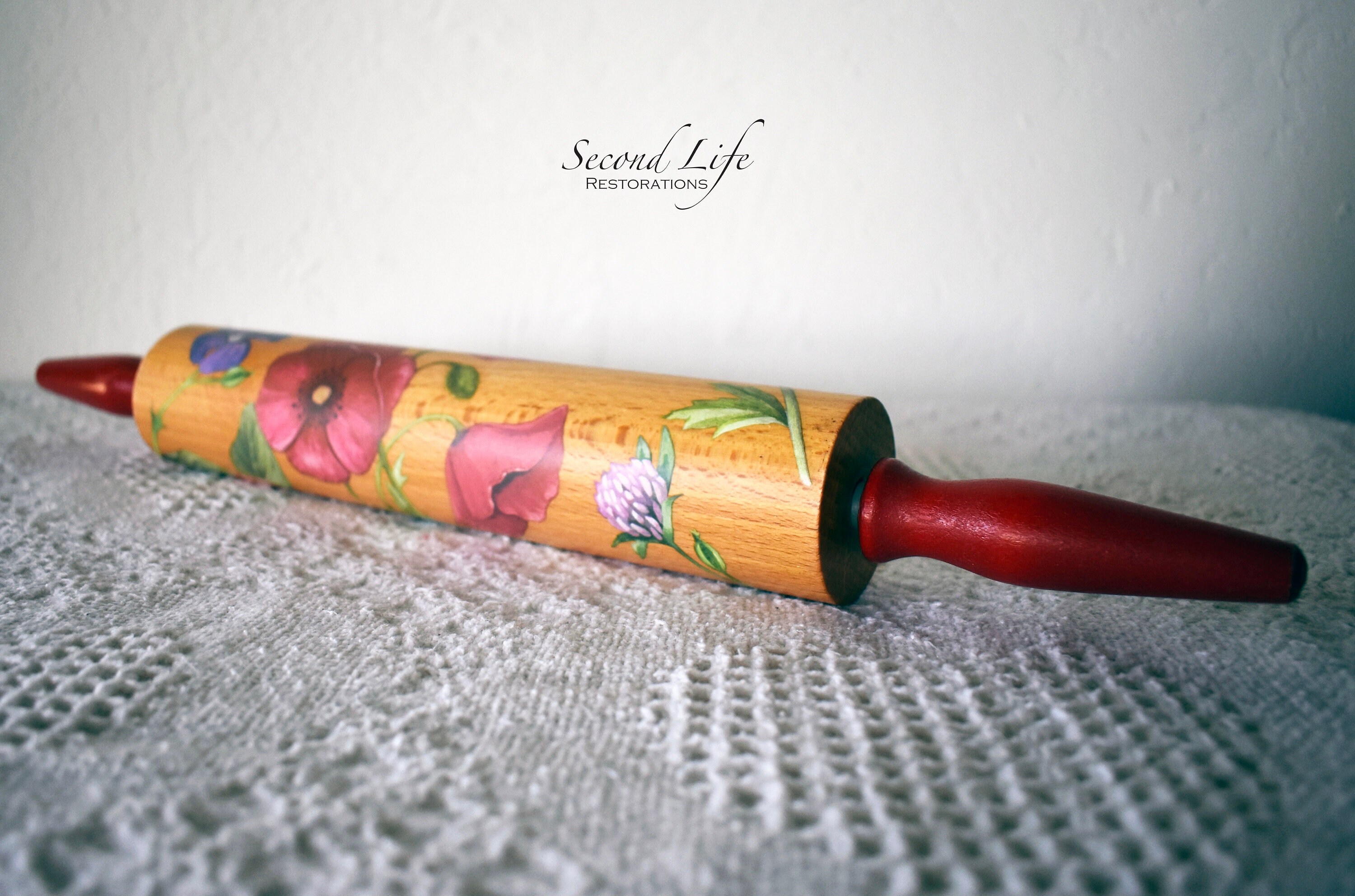 Upcycled Vintage Rolling Pinfloral Decorative Rolling Pin Etsy