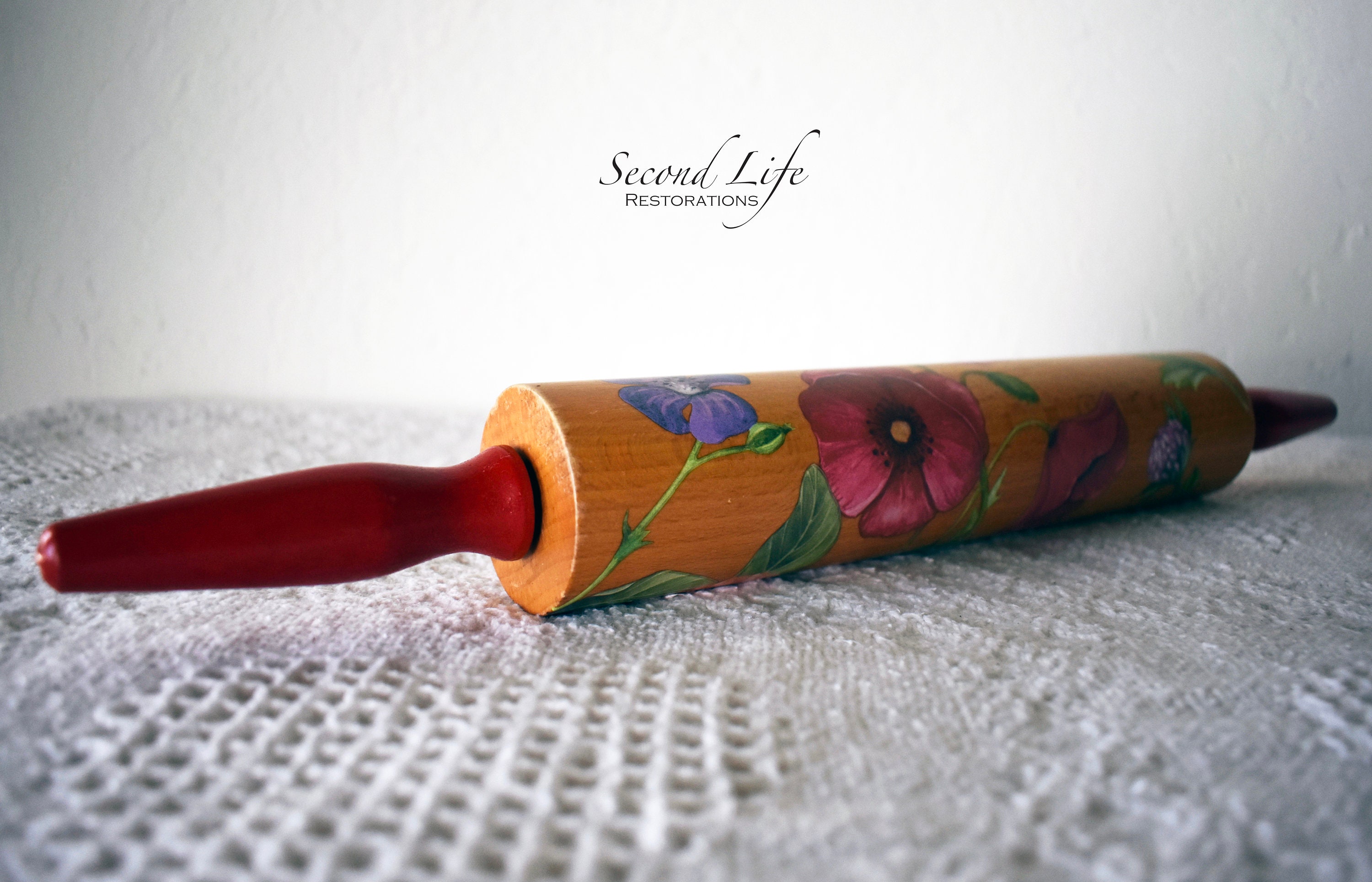 Upcycled Vintage Rolling Pinfloral Decorative Rolling Pin Etsy