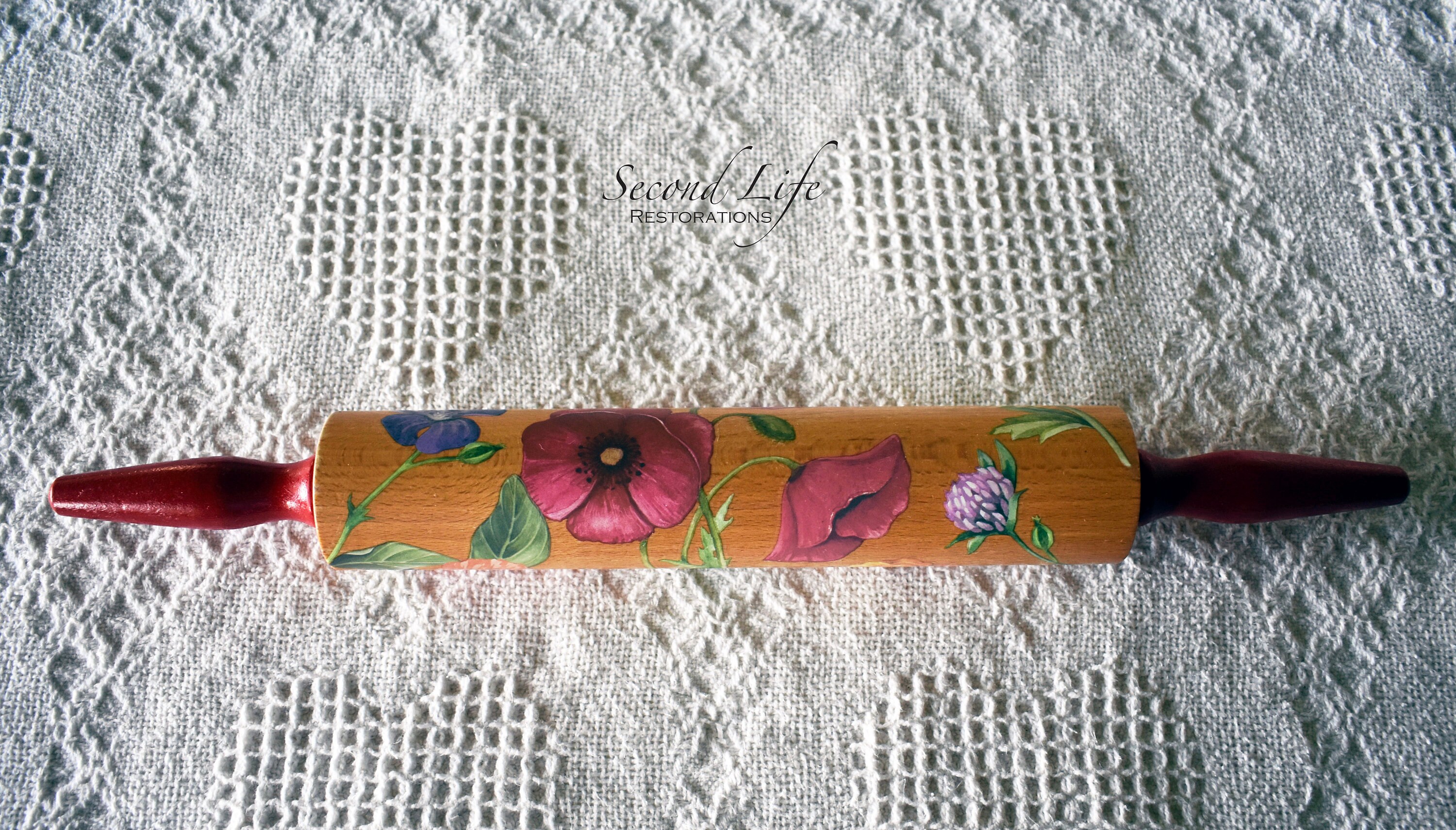 Upcycled Vintage Rolling Pinfloral Decorative Rolling Pin Etsy