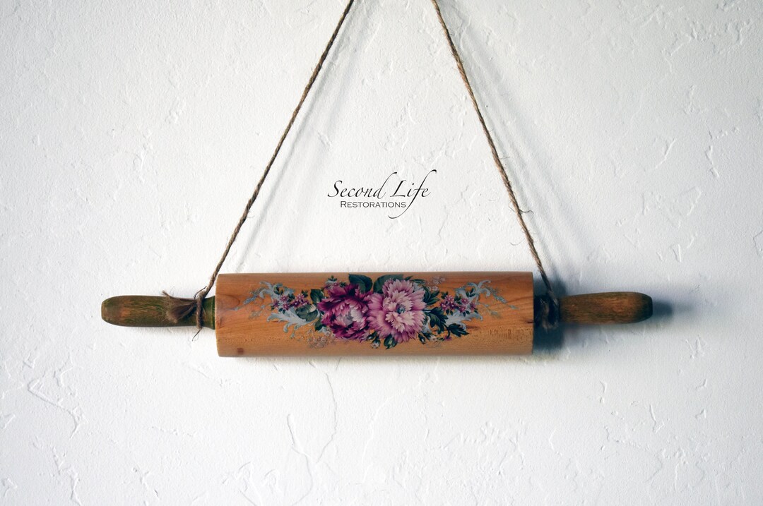 Large Upcycled Vintage Rolling Pin Floral, Decorative Rolling Pin, Gift