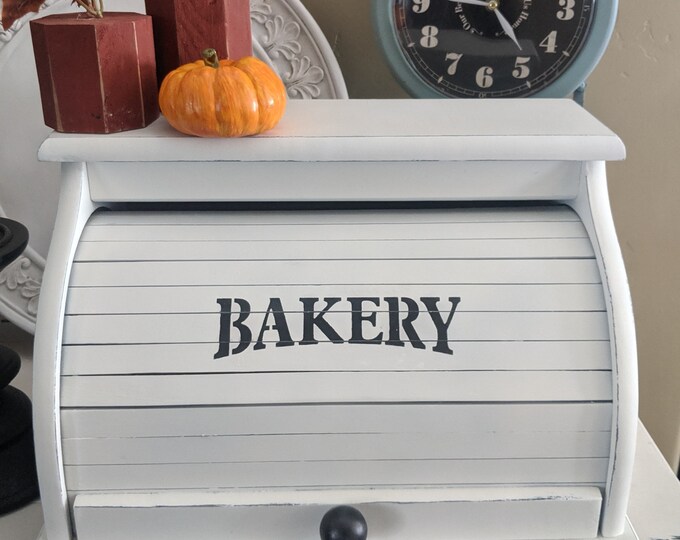 Bread Box Farmhouse Wood Bread Box Roll Top Bread Box Etsy