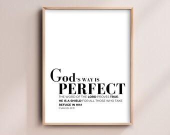 2 Samuel 22:31. His Way is Perfect. Heal. Bible Verse Wall Art. Modern Decor. Christian Wall art. Wall Art. Farmhouse Decor. Minimalist Art