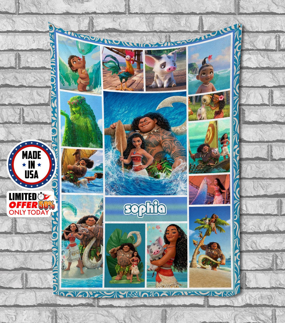 Customized Disney Moana Fleece Blanket Disney Moana Blanket Etsy