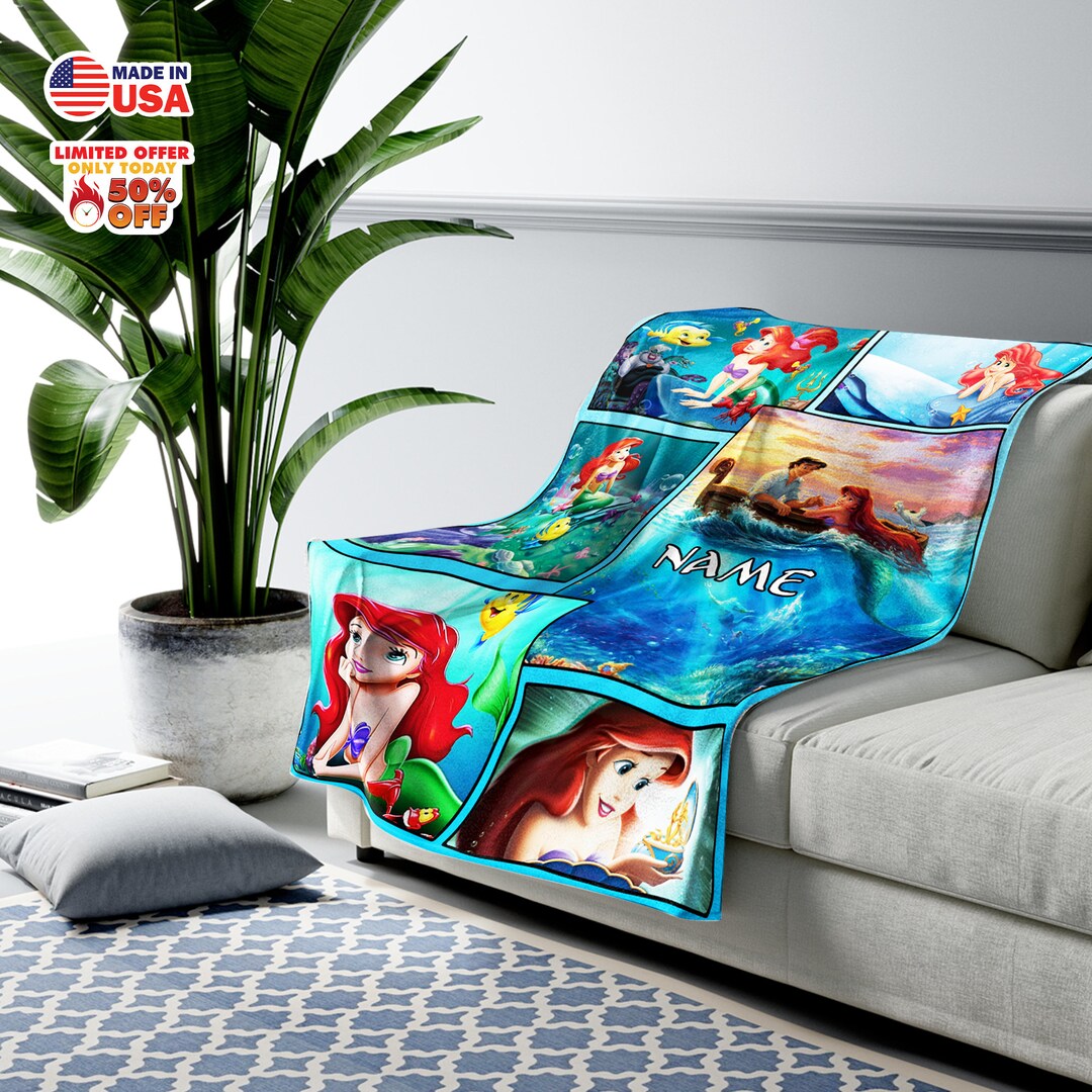 Personalized the Little Mermaid Blanket Ariel Princess Eric Etsy