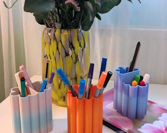 Cloud & Flower shaped Pen Pot: Pastel Desk Organiser