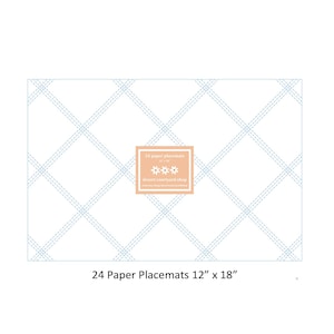 White and Country Blue - Farmhouse Paper Placemats - Set of 24 Paper Placemats 12&quot; x 18&quot; - Disposable Placemats
