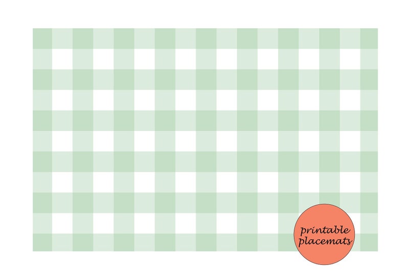 11 X 17 Sage Green Gingham Paper Placemats Etsy