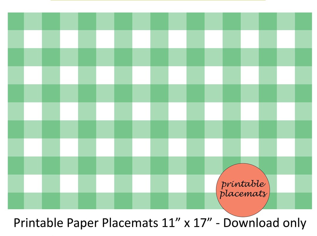 Green Gingham Paper Placemats These Placemats Will Brighten Etsy