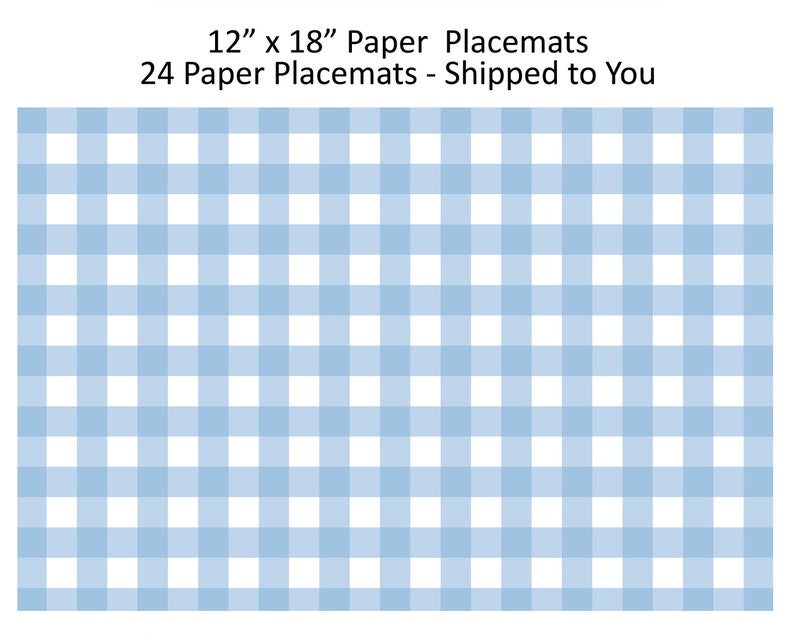 Baby Blue Gingham Paper Placemats Set of 24 Paper Placemats Etsy