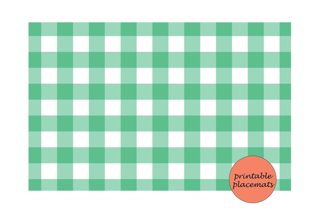 11 X 17 Green Gingham Paper Placemats Printable Etsy