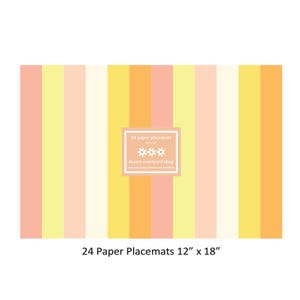 Spring Stripes Paper Placemats - Set of 24 Paper Placemats 12&quot; x 18&quot; - Disposable Placemats