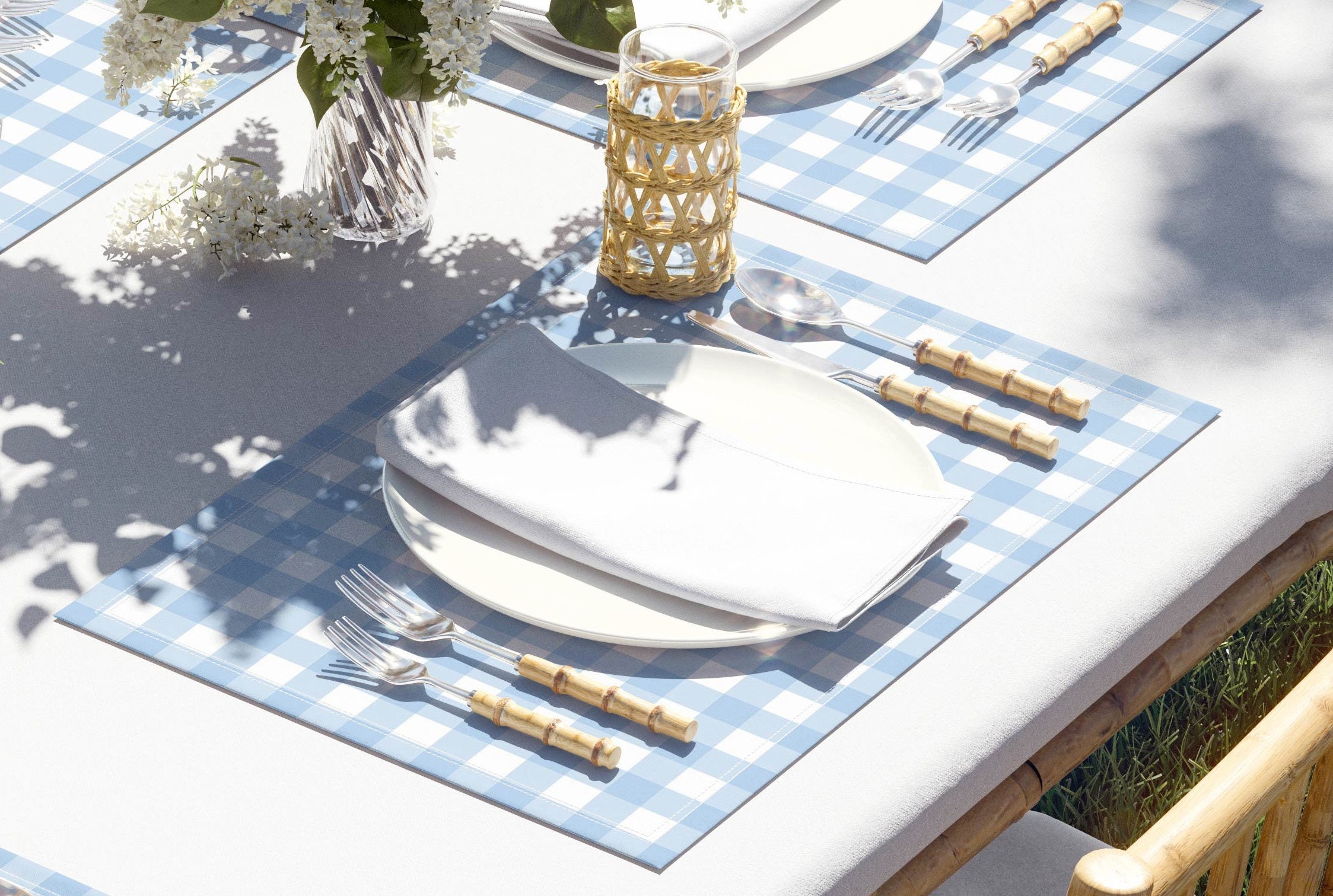 Baby Blue Gingham Paper Placemats Set of 36 Paper Placemats 12 X 18