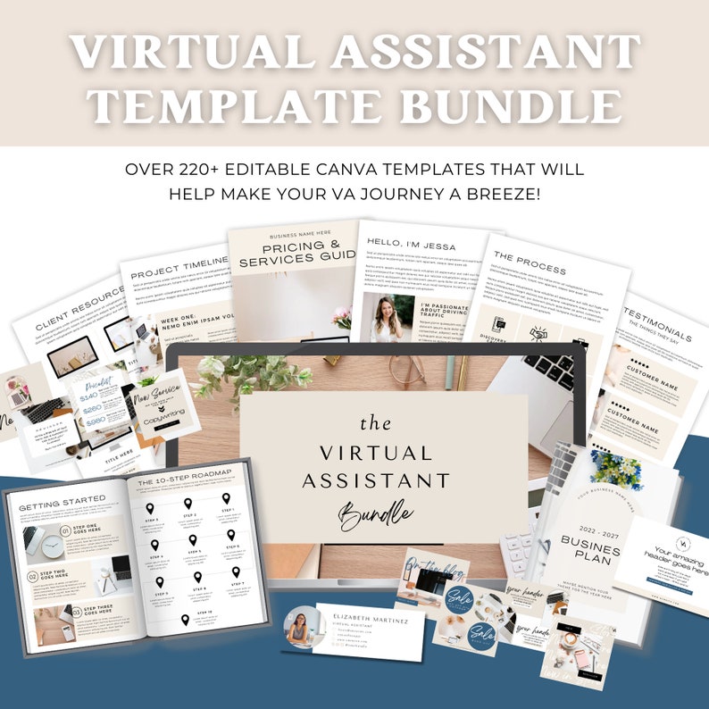 Virtual Assistant Bundle Editable Canva Template - Etsy