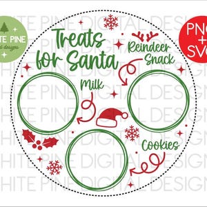 Treats for Santa Plate SVG PNG, Christmas Cookie Tray (Digital Download)