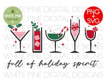 Funny Christmas Cocktails PNG SVG, Holiday Shirt File
