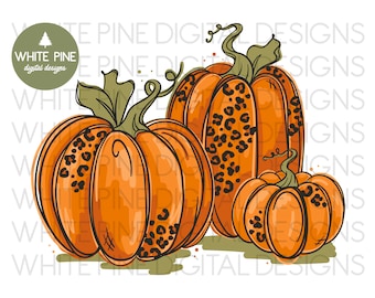 Leopard Print Pumpkins PNG, Fall Sublimation File (Digital Download)