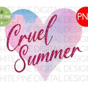 Verano cruel PNG, Amante PNG, Corazón Png, Sublimación con purpurina, San Valentín Png, Swiftie, Era del amante Png, Camiseta de Taylor Swift, Sublimación del amante