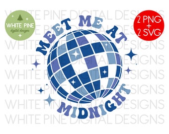 Encuéntrame a medianoche PNG SVG, diseño de Año Nuevo (descarga digital)