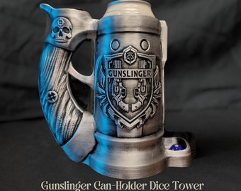 Gunslinger mug dice tower, custom 3d printing for holding cans, dnd group gift, present for boyfriend, ttrpg accessories for her, koozie
