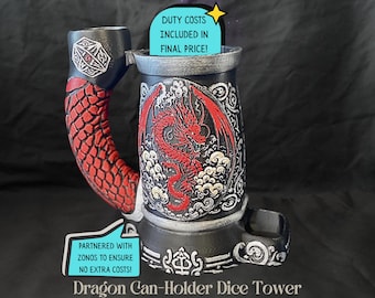 Dragon Mug Dice Tower: Hand-Painted 3D Printed DnD Accessory