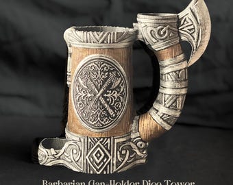 Barbarian mug dice tower, Viking custom 3d printing for holding cans, dnd group gift, present for boyfriend, ttrpg accessories for her