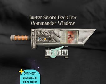 Buster Sword Deck Box: Final Fantasy inspired MTG Commander Storage with Window Leader Display