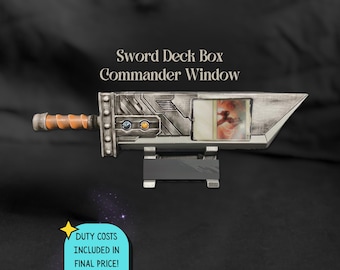 Sword Deck Box: Final Fantasy inspired MTG Commander Storage with Window Leader Display