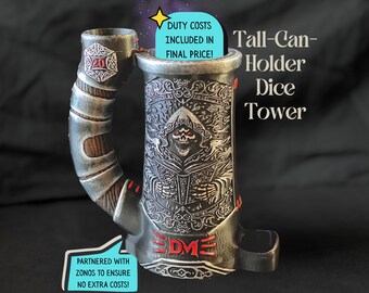 Dungeon Master mug dice tower, custom 3d printing for holding cans, dnd group gift, present for boyfriend, ttrpg accessories for her, 16oz