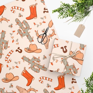 Western Cowboy Christmas Wrapping Paper Cute Xmas Wrapping Paper Western Gift Wrap Cowboy Wrapping Paper For Kids Christmas Gift Wrap