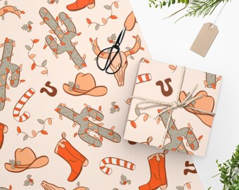 Western Cowboy Weihnachtsgeschenkpapier Niedliches Weihnachtsgeschenkpapier Western Geschenkverpackung Cowboy-Geschenkpapier für Kinder Weihnachtsgeschenkverpackung