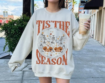 Sweat-shirt Halloween c'est la saison Sweat-shirt squelette Its Fall Yall Chemise automne grande taille Spooky Season Sweat-shirt danse squelettes