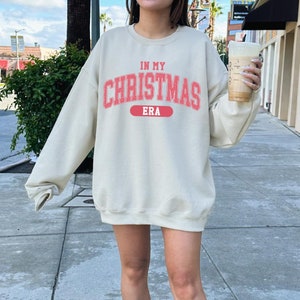 In My Christmas Era Sweatshirt, Festive Sweatshirt, Pink Retro Christmas Shirt, Holiday Crewneck, Christmas PJs, Groovy Christmas Jammies