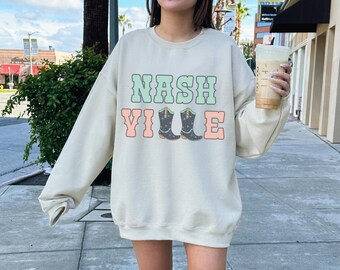 Nashville Sweatshirt Western Sweatshirt mit Rundhalsausschnitt Western Grafik Sweatshirt Country Musik Sweatshirt Nashville Girls Trip Western Pullover