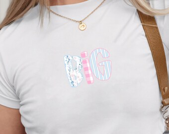 Sorority Baby Tee Big Little Shirts, Patchwork Quilt Big Little Reveal Shirts, Cropped Sorority Big Little Gift, Coquette Sorority Gift