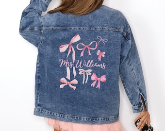 Bride Denim Jacket, Bride Jean Jacket, Future Mrs Jacket, Custom Jean Jacket, Wedding Jean Jacket, Coquette Bow Unique Bridal Gift