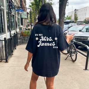 Retro Custom In My Engaged Era Bride Shirt Personalized Future Mrs Shirt Comfort Colors Honeymoon Tee Trendy Wife Shirt Custom Last Name