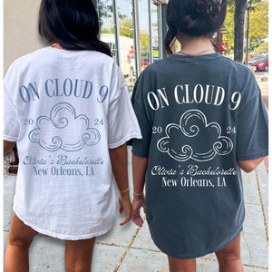 On Cloud Nine Bachelorette Scottsdale EVJF Chemises EVJF personnalisées Couleurs confort Charleston Bachelorette NOLA Bachelorette