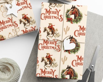 Western Cowboy Weihnachtsgeschenkpapier Niedliches Weihnachtsgeschenkpapier Western Geschenkverpackung Cowboy-Geschenkpapier für Kinder Weihnachtsgeschenkverpackung