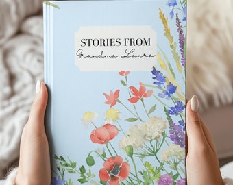 Grandma's Journal, Floral Hardcover Journal, Personalized Gift Family Memories Book Writing Journal Keepsake for Storytelling Ladies Journal