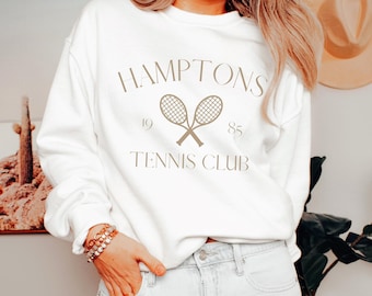 Hamptons Tennis Club Sweatshirt, New York Sweater, Beach Sweatshirt, Athletic Sweater, Summer Swimsuit Coverup, Tennis Gift, Country Club