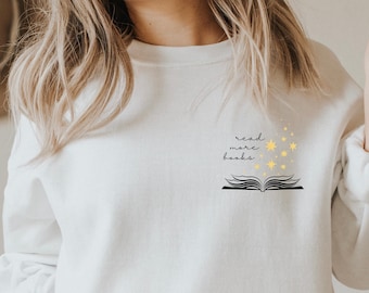Read More Books Sweatshirt, Book Lover Sweatshirt, Bookish Crewneck Sweater, Raglan Sweatshirt